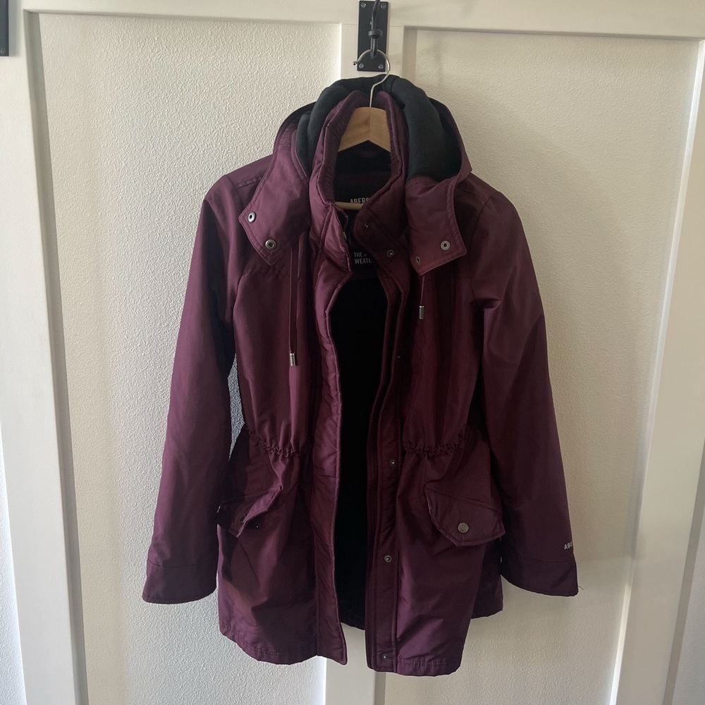 Abercrombie & Fitch Maroon All-Season Weather Jacket